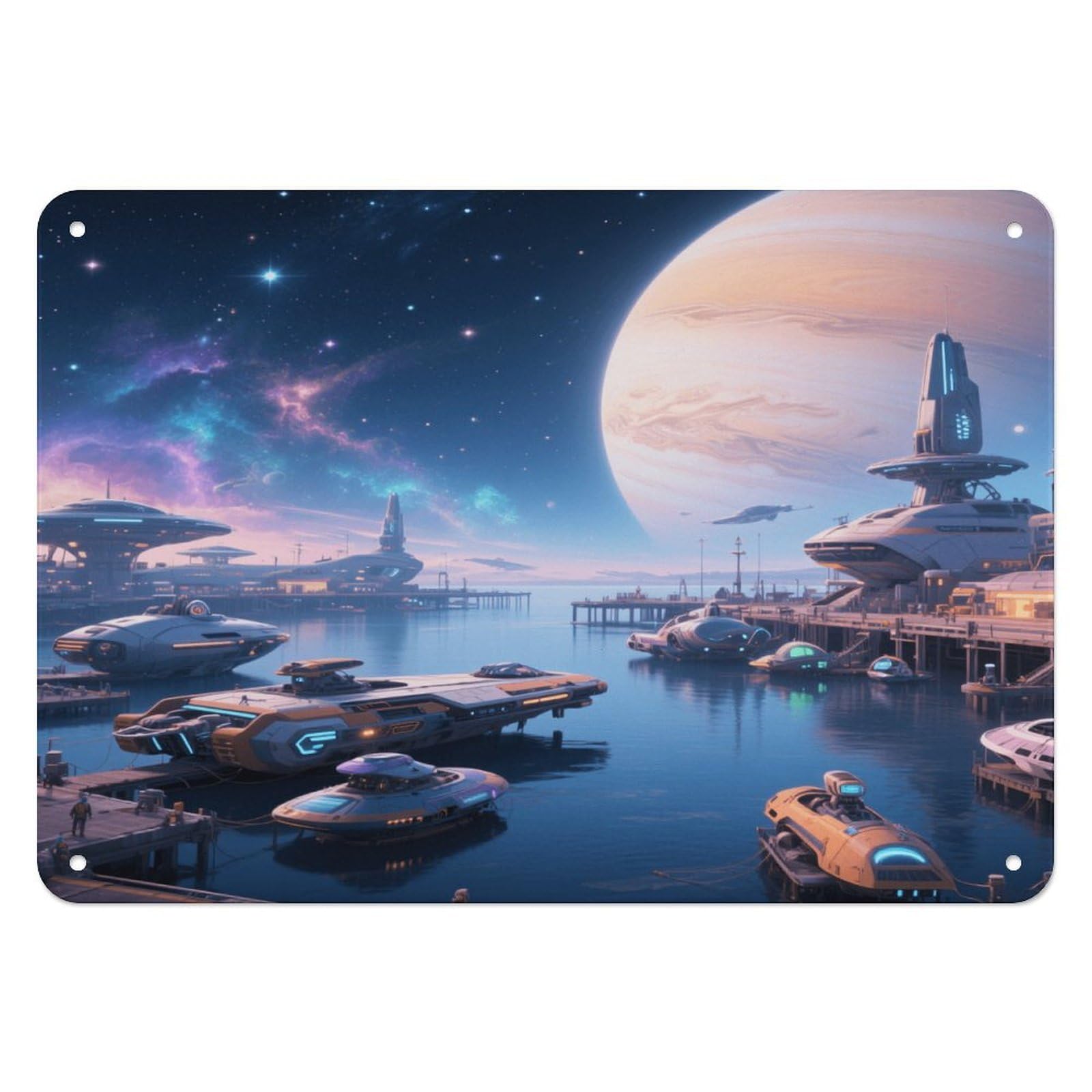 Fekiloot Style Interstellar Harbor Wall Decor Iron Painting Metal Sign