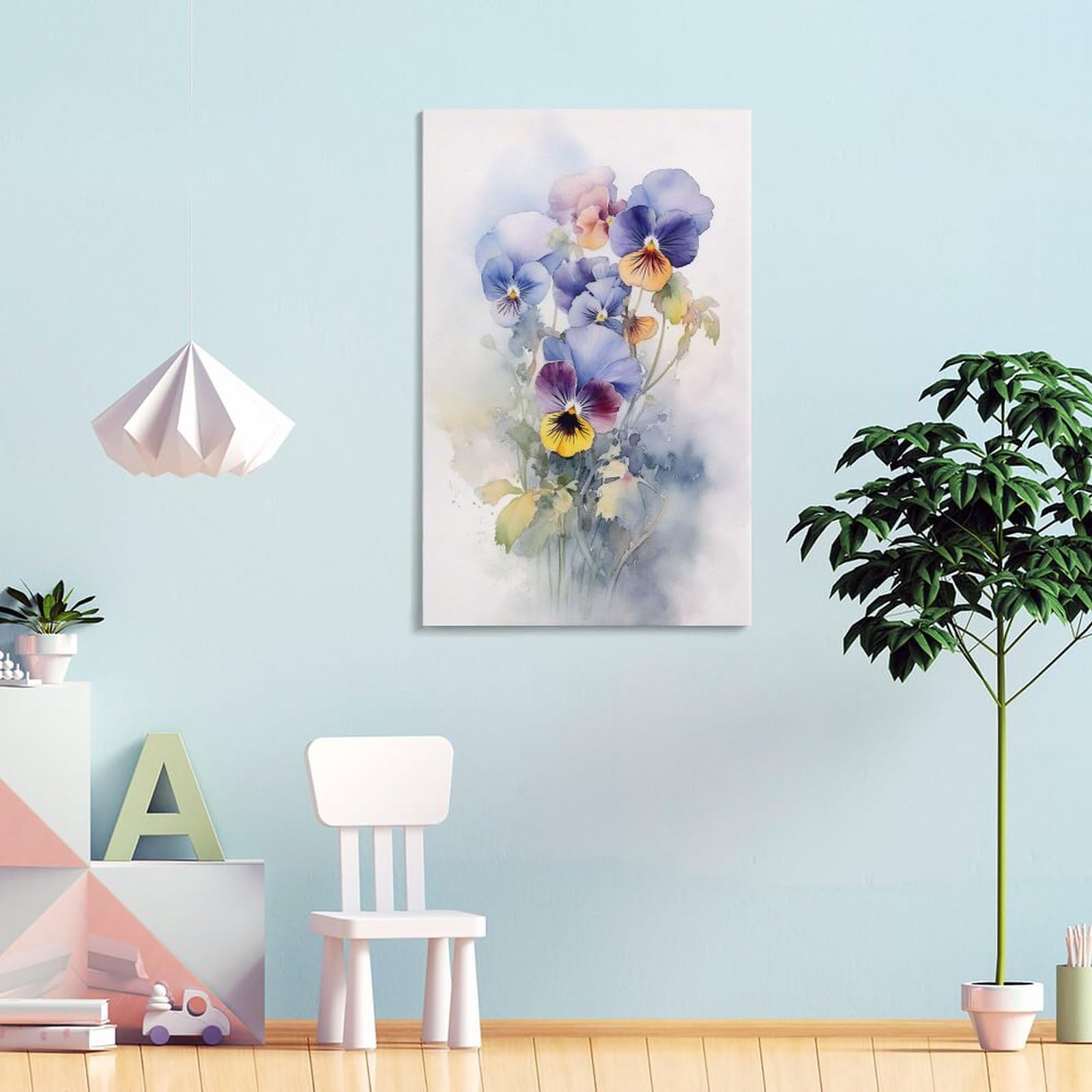 水彩画 美術品 花 PARIS 2005 水彩画 絵画 原画『色とりどりの透明花