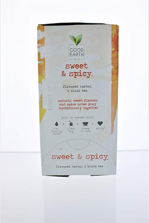 Good Earth Sweet & Spicy Herbal & Black Tea, 18 Count Tea Bags (Pack of 6)