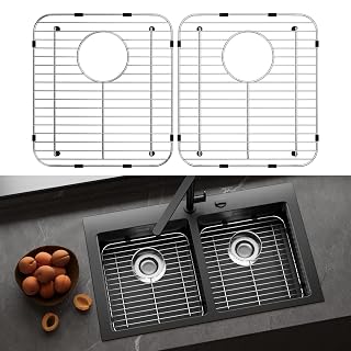 2Pack Stainless Steel Sink Protectors, 13.12''x11.6'' | Sink Protectors for Kitchen Sink with Rear Drain, Rust Resistant,For Kitchen Sink Bottom, Includes 2Pack Sink Drain Strainer - Amazon product rated Grade A