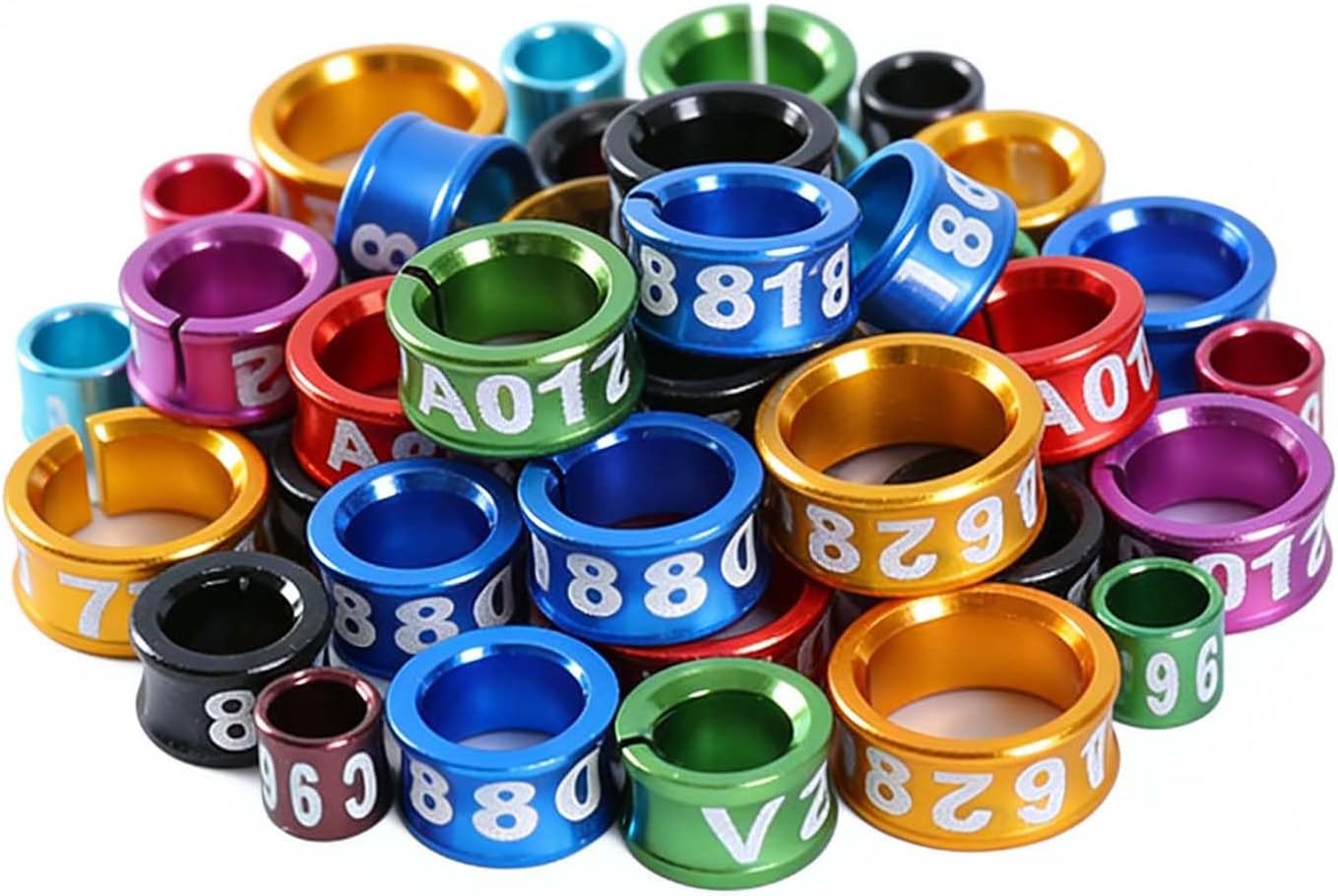 Open Bird Ring Bird Leg Bands Rings Open Bird Leg Rings Aluminum Split Bird Leg Rings Ldentifying Pigeons Training Rings Hibiscus Birds, Parrots, Peonies, Doves, Mixed Colors 100 Pieces Open 8.0