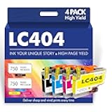 LC404 MFC-J1205W Ink Cartridges for Brother Printer LC404XL 404XL LC 404 XL Ink for MFC-J1205W MFC-J1215W MFC J1205W J1215W Printer (4 Pack, Black Cyan Magenta Yellow)