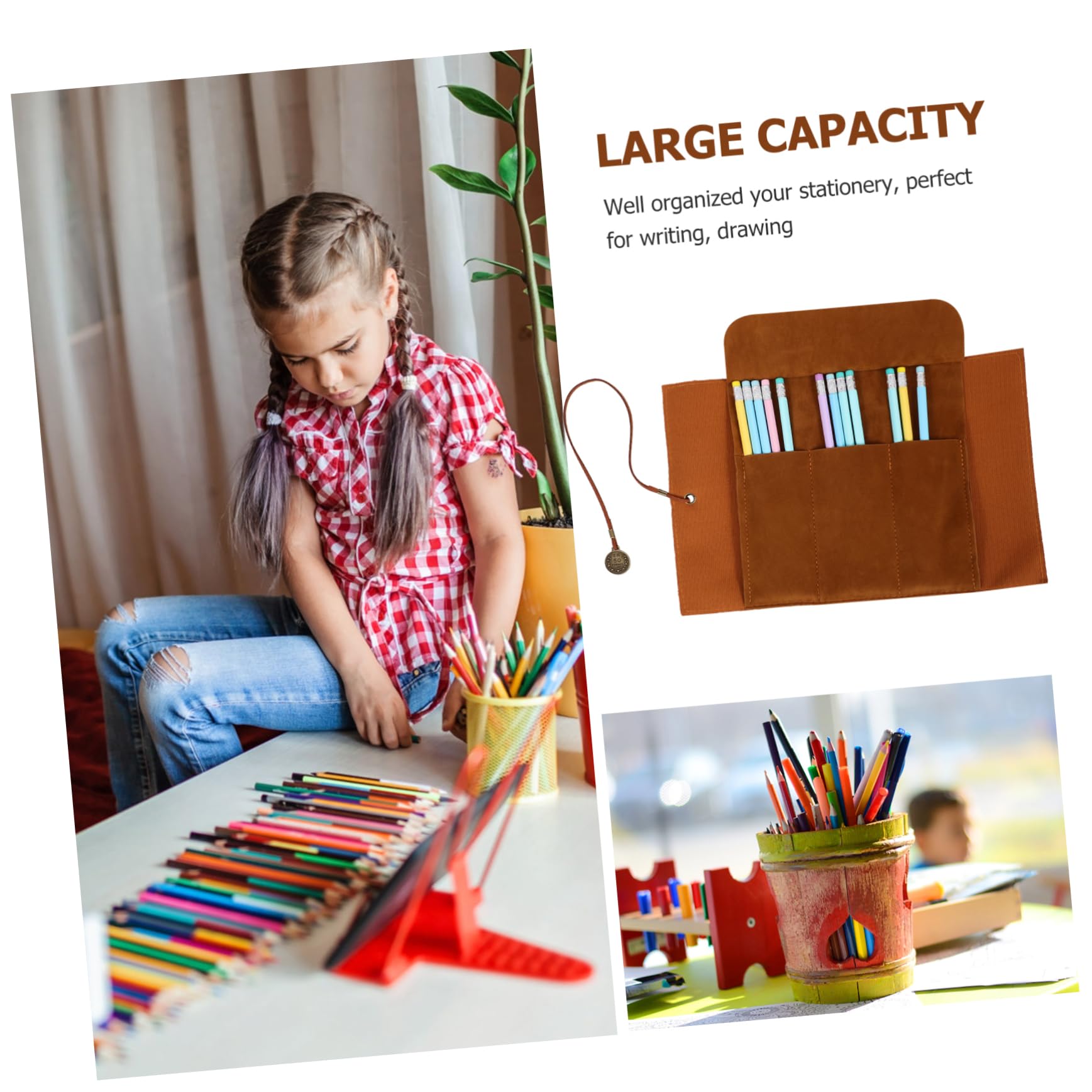 5piezas Estuche Enrollable De Lápices Vintage De Lienzo Organizador De Estación De Trabajo Bolsa De Almacenamiento para Bolígrafo y Pinceles Diseño Práctico y Resistente Al