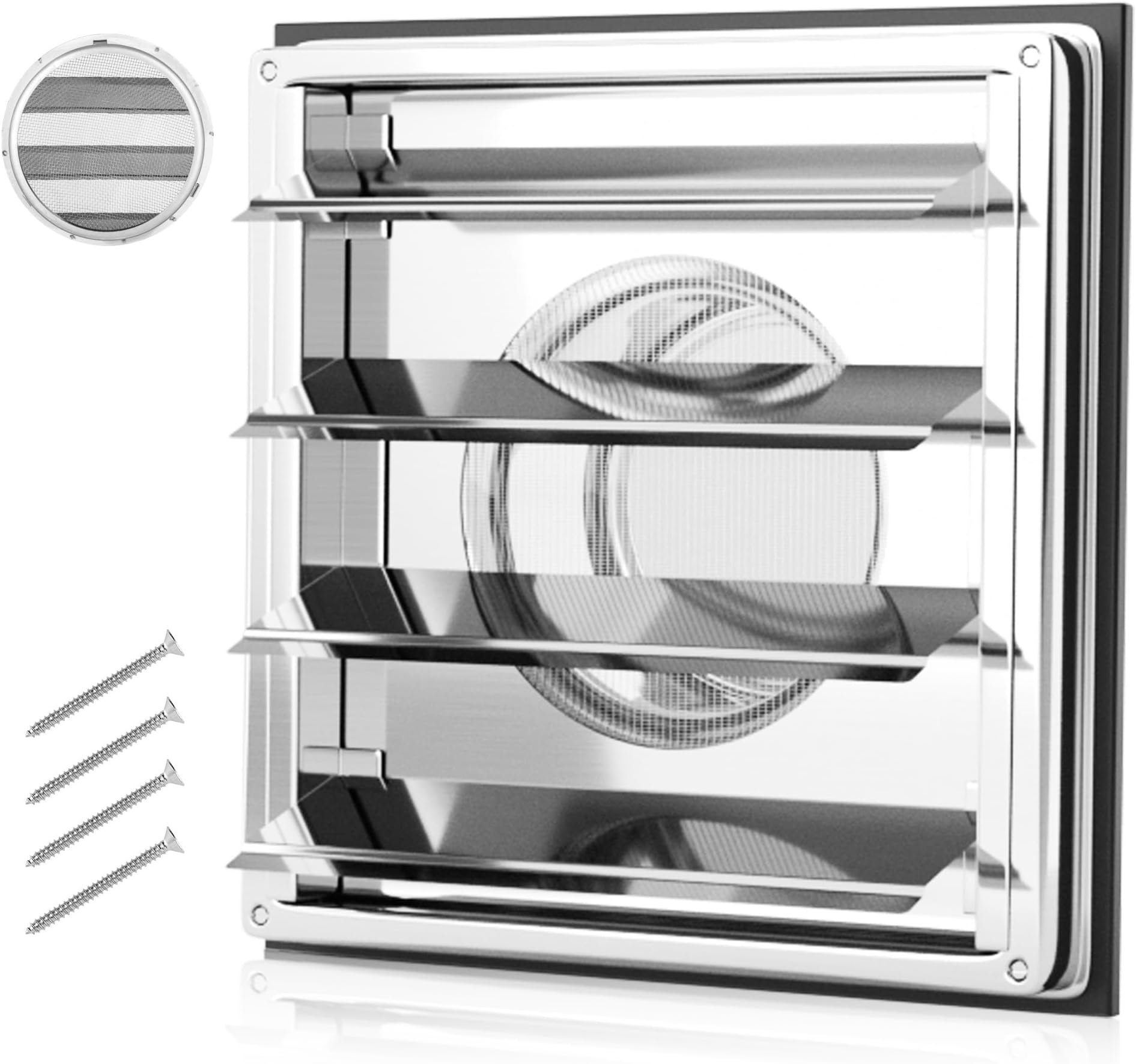 Metal Dryer Vent Cover, 6" Upgrade Stainless Steel Grille