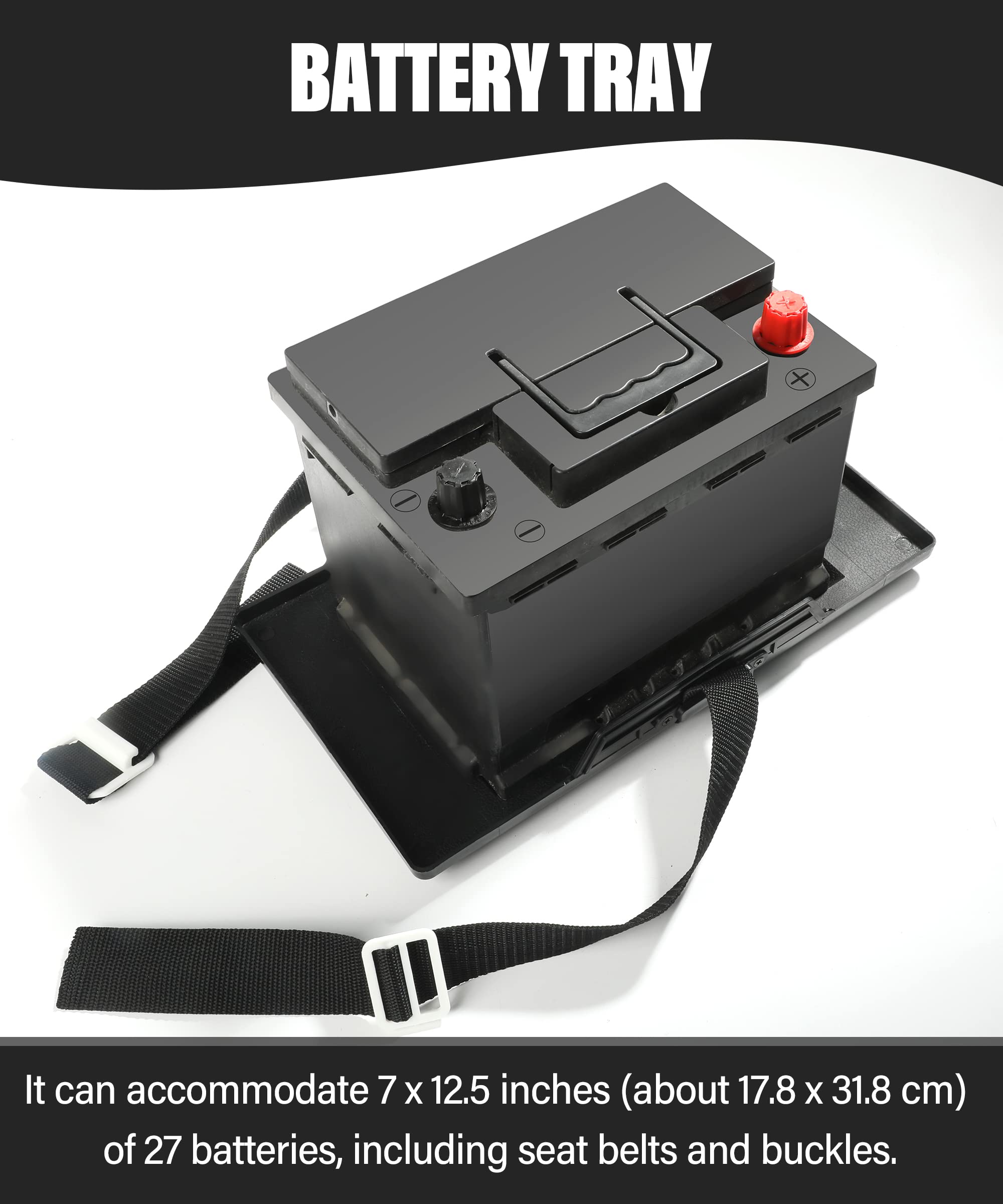 AOCISKA Plateau De Batterie De Voiture Pour Bateau, Plateau De Batterie Avec Sangle, Plateau De Batterie Marine, Support De Batterie De Voiture, 17,8 X 31,8 Cm, Plateau De Batterie Série 27, Convient