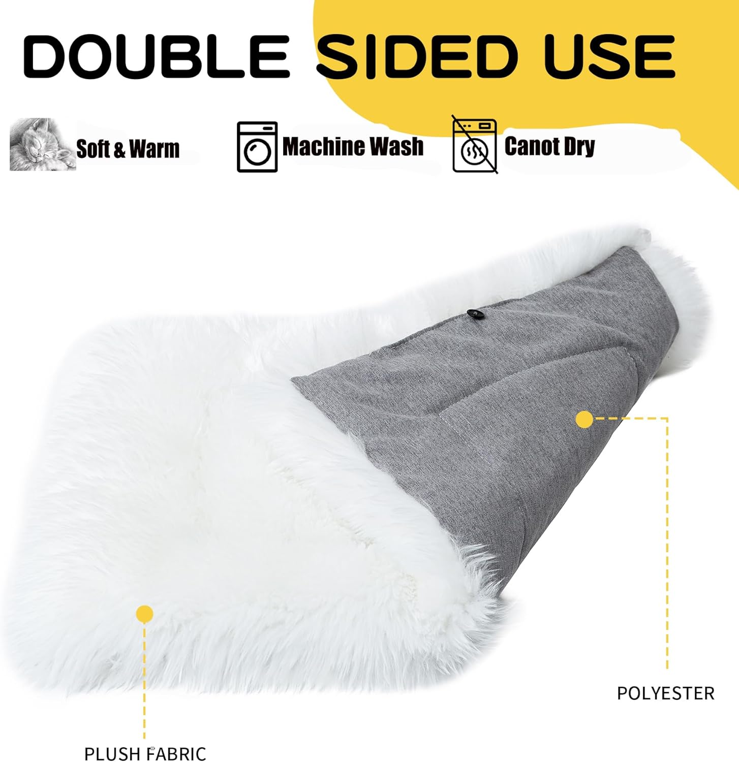 Dog Cat Bed Mat 19.6x31.4 inch, Washable Soft Plush Faux Fur Fluffy Puppy Pad Blanket for Indoor Pet Sleep Cushion White