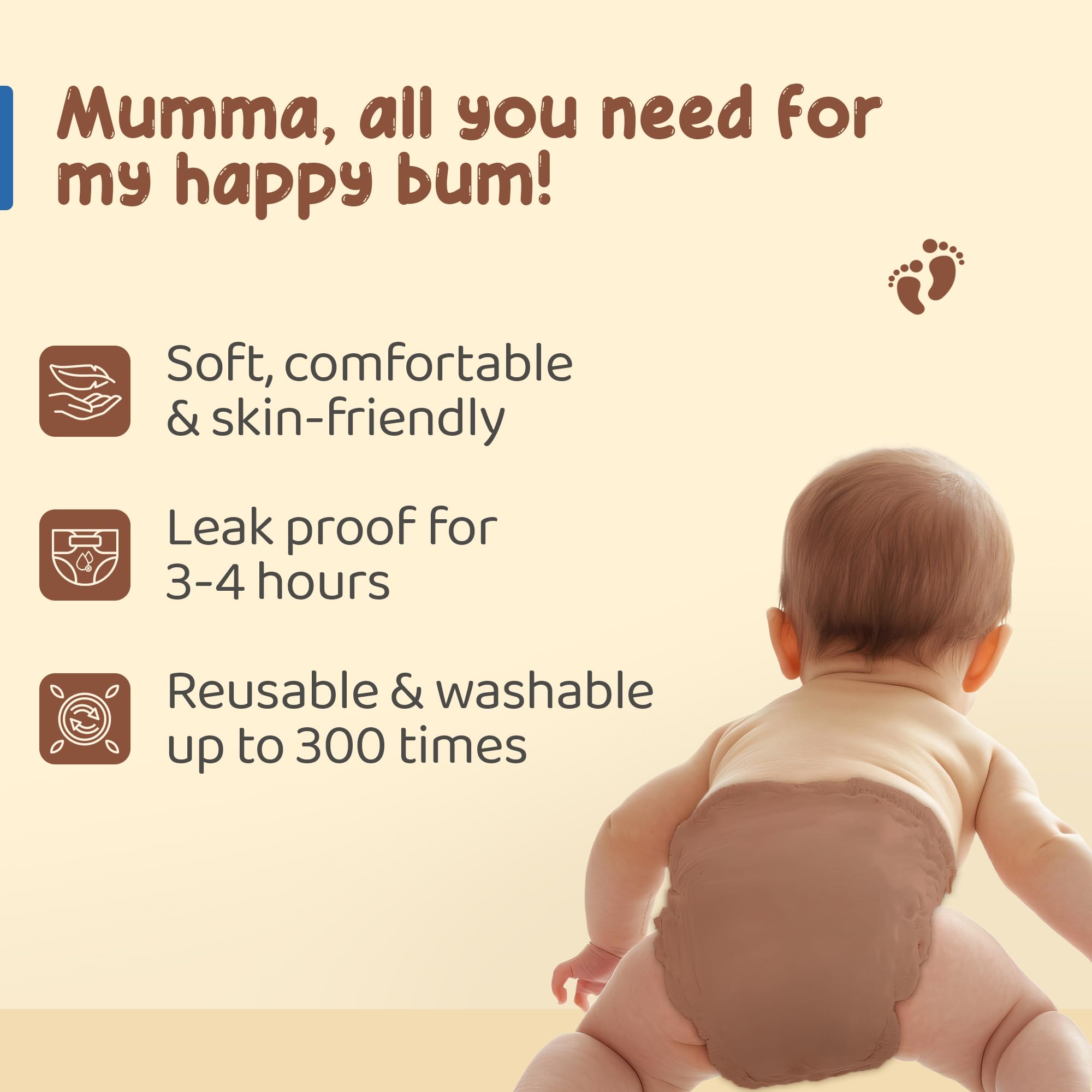 VIRTI MINI ME 6-Pack Reusable Cloth Diapers with Inserts | Adjustable, Washable, Leak-Proof Nappies for Babies & Toddlers | Soft, Breathable Cotton | Unisex Solid Colors | Eco-Friendly & Absorbent 2