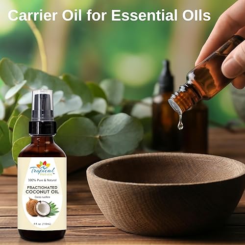 Miniatura 3 de Aceite de coco fraccionado de 4 onzas  Aceite de coco líquido 100% puro y orgánico prensado en frío sin perfume para piel, cabello, uñas, masaje,