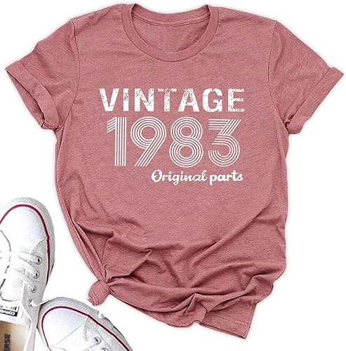 Camisas vintage de 1983 para mujer, regalos de cumpleaños número 40, camisetas de regalo de cumpleaños de 1983, ideas de ideas retro para fiesta de