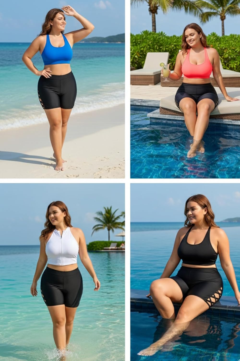 Holipick Plus Size Swim Shorts for Women High Waist Swim Bottoms Strappy Swimsuit Boyshorts Bathing Suit Shorts - Image 6