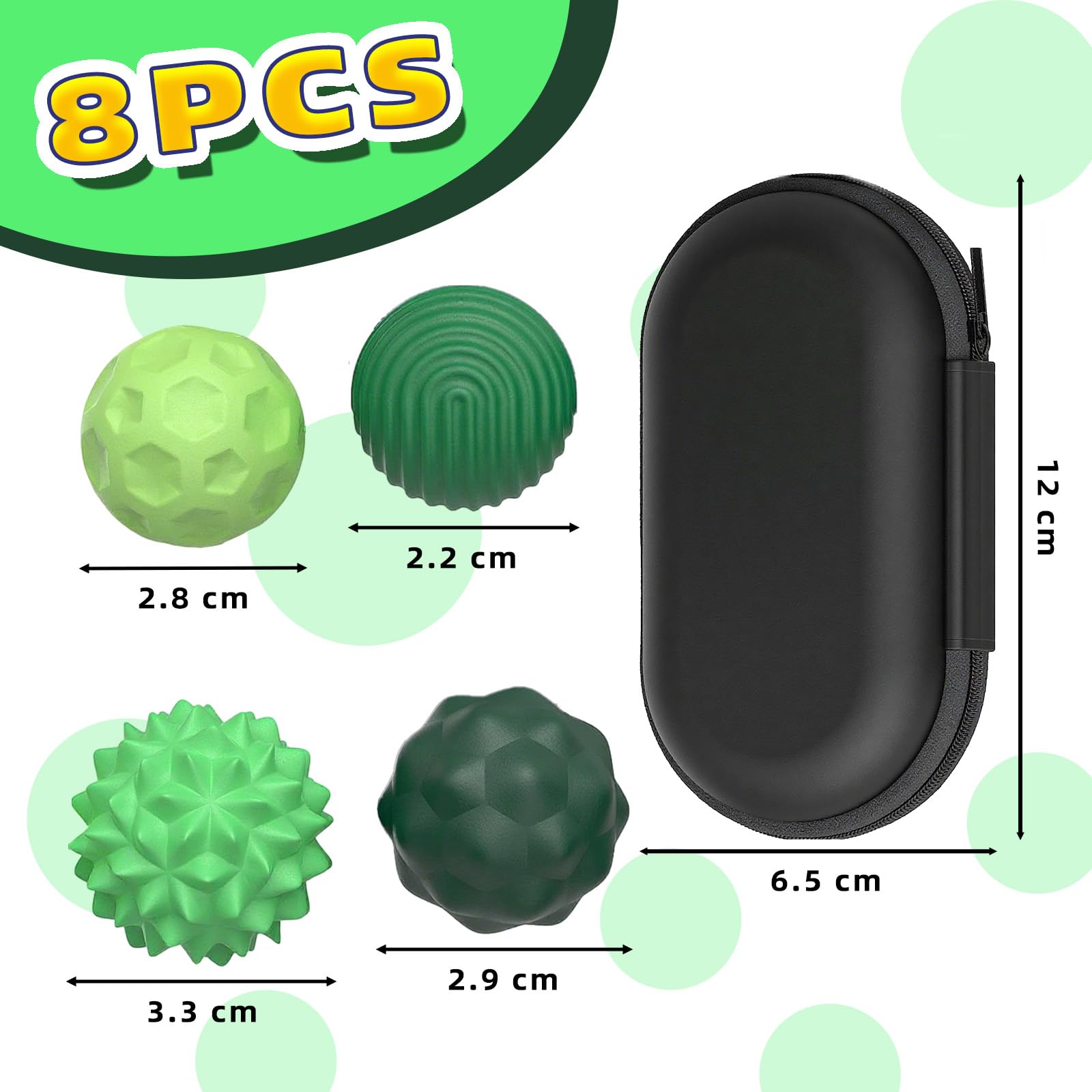 Giocattoli Antistress Adulti e Bambini, 8 Pezzi Magnetic Balls Stress Ball Silicone Sensory, Sfere Magnetiche Massaggianti per Dita e Mani, Fidget Toys,Rilassamento e Concentrazione (Verde 8 pezzi