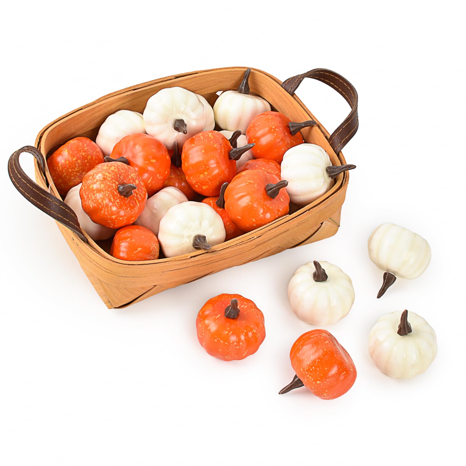 Luckforest Artificial Pumpkins Sets, 16 Pcs Fake Pumpkins Fall Harvest Pumpkins for Crafts Halloween Thanksgiving Decorations Home Kitchen Fruit Model Props