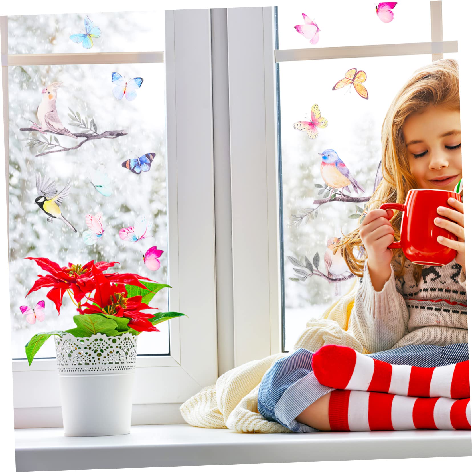 Abaodam 4hojas Pegatinas De Ventana De Aves Para Calcomanías De Pájaro Para Decoración Infantil y Habitaciones