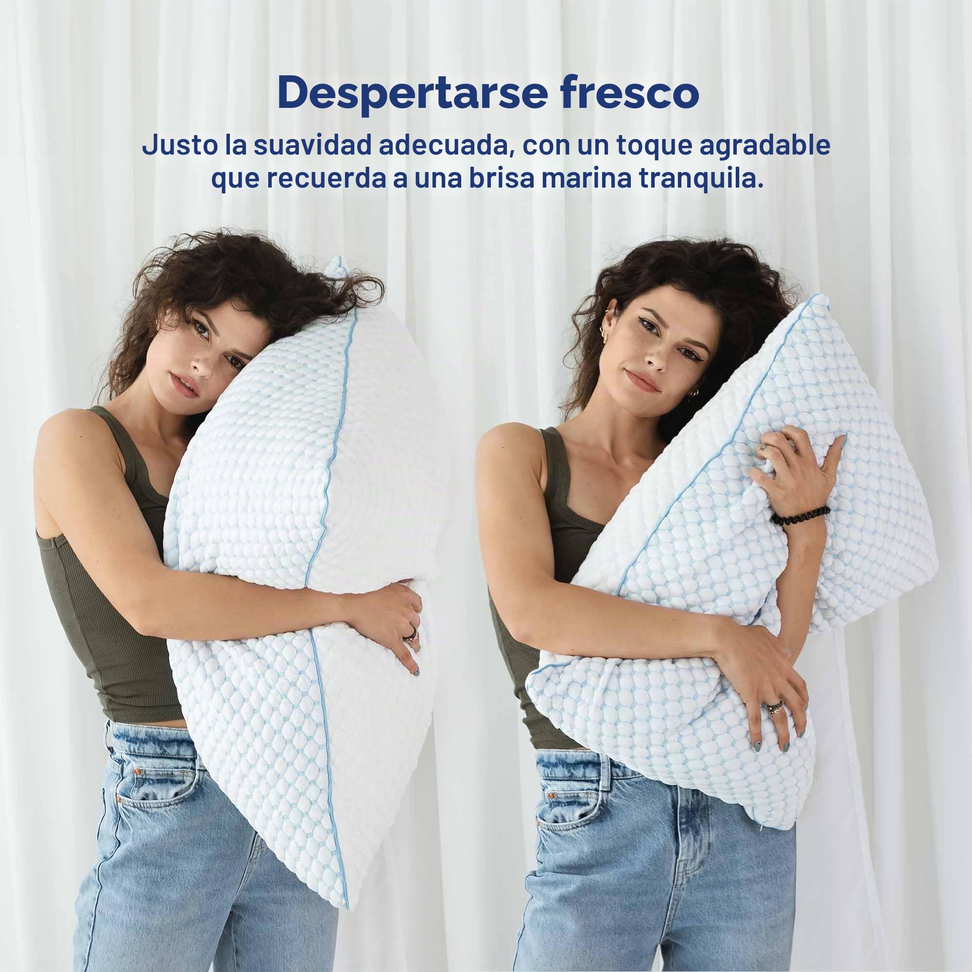 MKS Almohada para dormir de 50 x 70 cm con espuma viscoelástica y gel – Almohada con soporte ergonómico para el cuello – para adultos, dormir de espalda y de lado – Refrescante, higiénica, cómoda