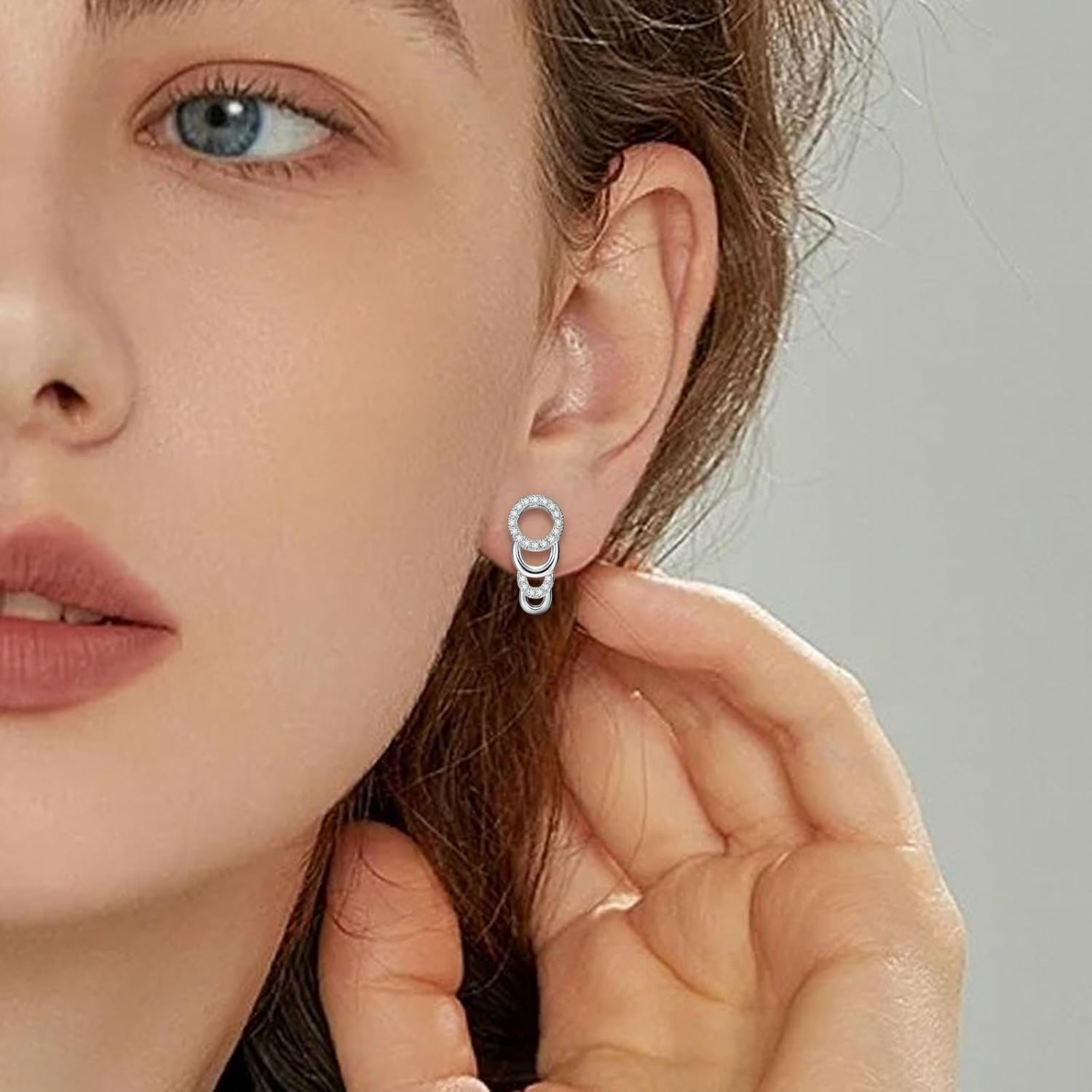 Sterling Silver Trendy Halo Earrings Dainty Huggie Hoop Cubic Zirconia Earring White Gold Plated Hypoallergenic Jewelry Fashion Birthday Gift for Women - Image 5