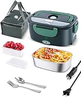Vista 13 de Fiambrera eléctrica de 80 W, calentador de alimentos con doble contenedor, calentador de almuerzo portátil para adultos, lonchera térmica mejorada