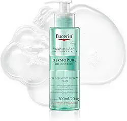 EUCERIN Gel de Limpeza Facial Antiacne DermoPure Gentil 200ml, Pele Mista e Oleosa, Suave, Demaquilante