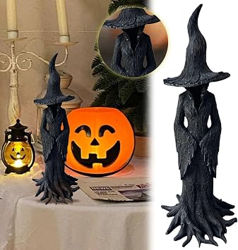 Halloween Decorations Hand Painted Cracker Barrels Witch Statue Halloween Resin Figurines,Table Centerpieces Home Decors
