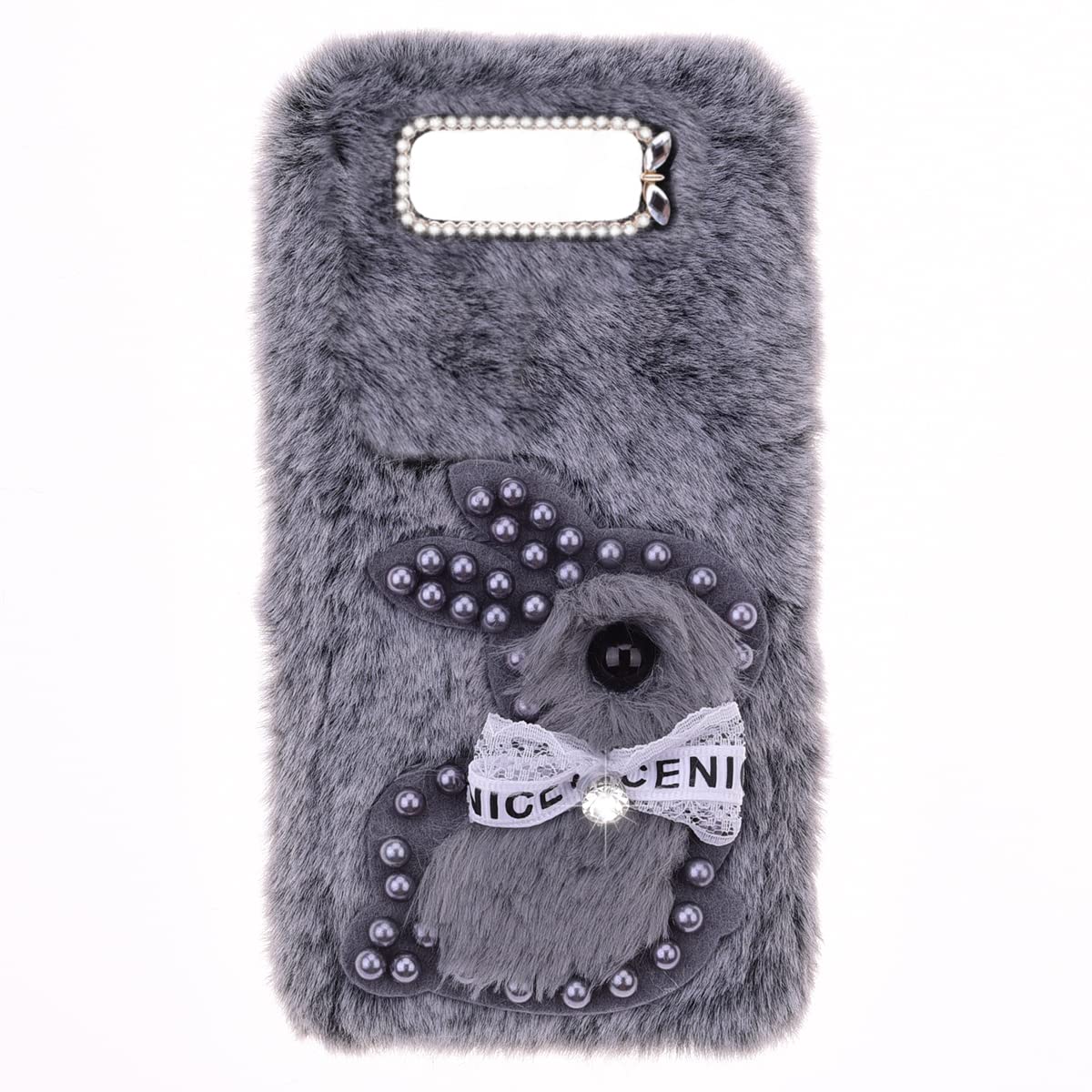 Snclet Grey Rabbit Fluffy Fur Plush Case For Samsung Galaxy S10 Plus Bumper Case Protective Case Soft Kawaii Rabbit Fluffy Skin Cover Silicone Tpu Cute Creative Phone Cases For Samsung Galaxy S10+/Plus,