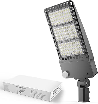 OKQ 400W LED Parking Lot Light 60000LM 5000K Daylight Dusk to Dawn Photocell Commercial Outdoor Lighting IP65 Waterproof 11 Years Lifespan,1 Pack for Parking Street Yard Garage Warehouse