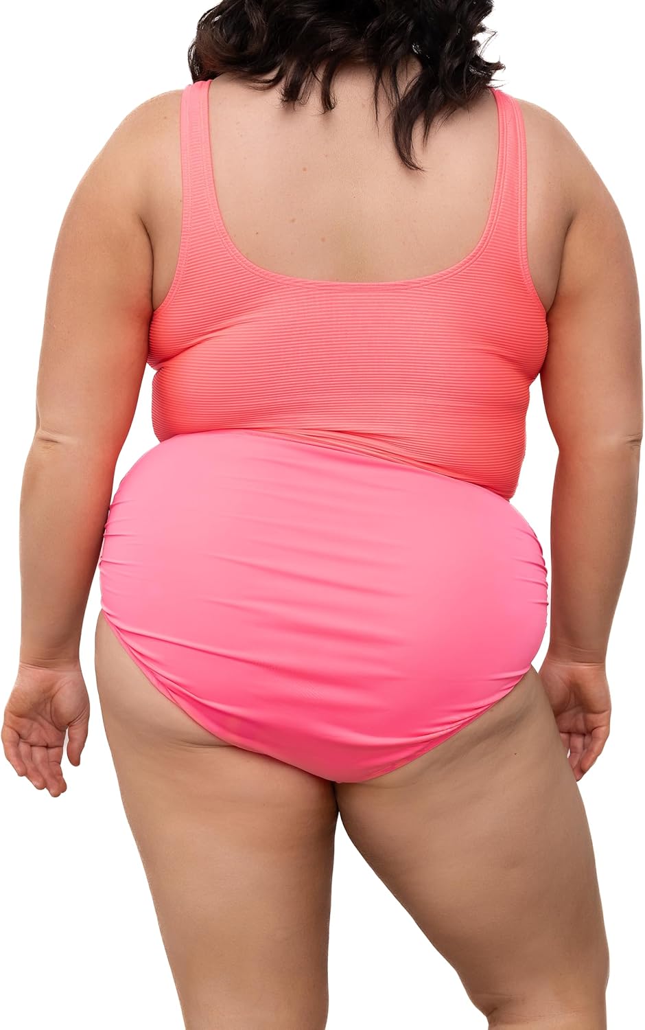 Coral Reef Swim Tankini Swimsuits for Women - Knotted Front Tankini Tops with Mid-High Ruched Swim Bottoms - Pink (XXS - 3XL) - Image 5