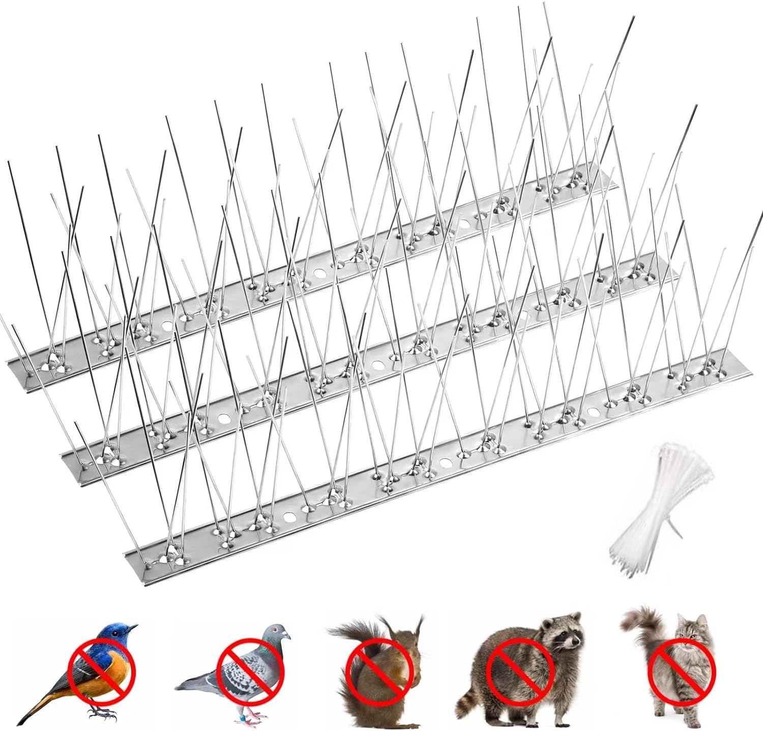 鳥避け 鳩よけ ステンレス製 鳩よけグッズ 25cm×10個（250cm）セット ベランダ・屋上・窓枠用 フン害防止/景観保持 鳩対策に最適 害鳥よけ 防鳥ネット代替品 結束バンド付き 10個