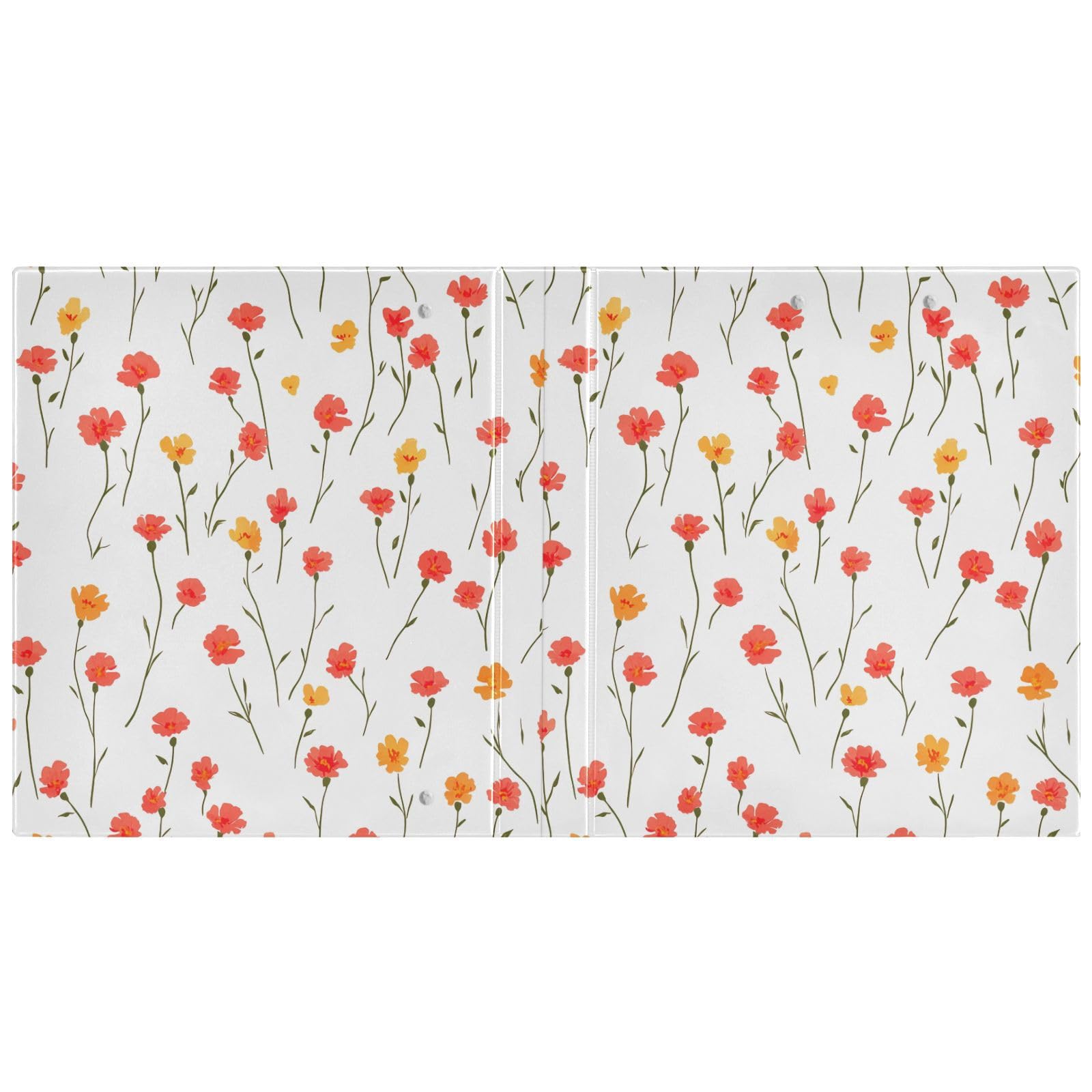 Raccoglitori a 3 anelli da 3,8 cm, motivo floreale con calendula, rotondi, con clip in metallo, organizer per casa e ufficio, confezione da 2