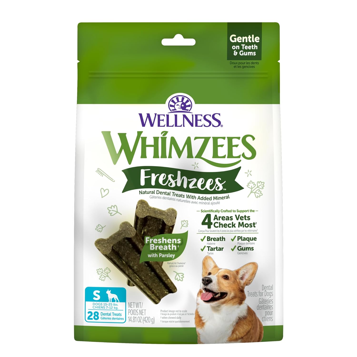 WHIMZEES Wellness Freshzees Dog Dental Treats Small Size Stick 28 Count