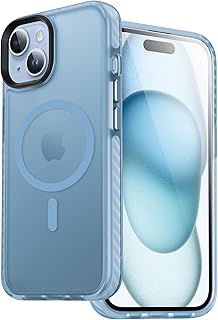 DASFOND Magnetic Designed for iPhone 15 Case, Compatible with Magsafe, Military Grade Drop Protective with Shockproof Strip, No Yellowing and Anti Fingerprint Case for iPhone 15 6.1'', Blue