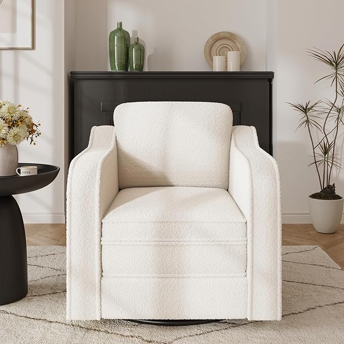 Sillón Giratorio Tapizado 30 Pulgadas Blanco miniatura 7