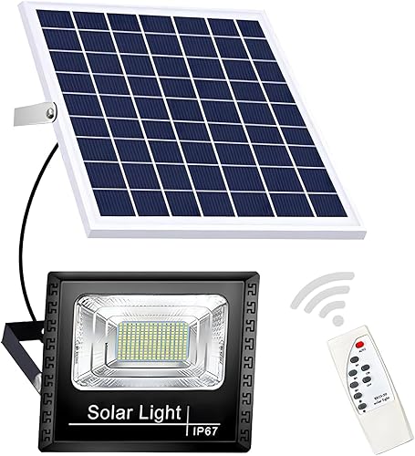 Miniatura 1 de DuBom Luz de inundación solar de 100 W a 800 W, 6500 K, control remoto para exteriores, IP67, impermeable, luz de seguridad de energía solar,