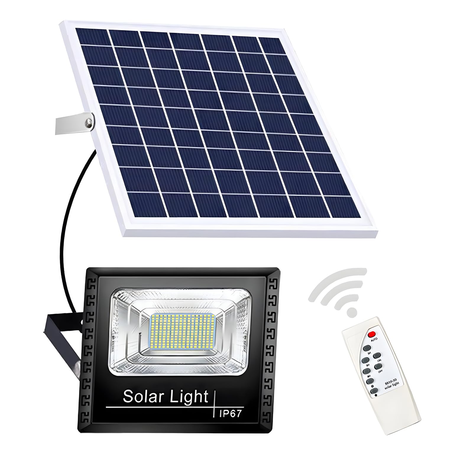 DuBom 100w to 800w 6500K Solar Flood Light Outdoor Remote, IP67 Waterproof Solar Power Security Light Auto On/Off, Dusk to Dawn for Yard, Gazebo, Shed, Barn, Porch, Patio, Garage, Garden (100W)