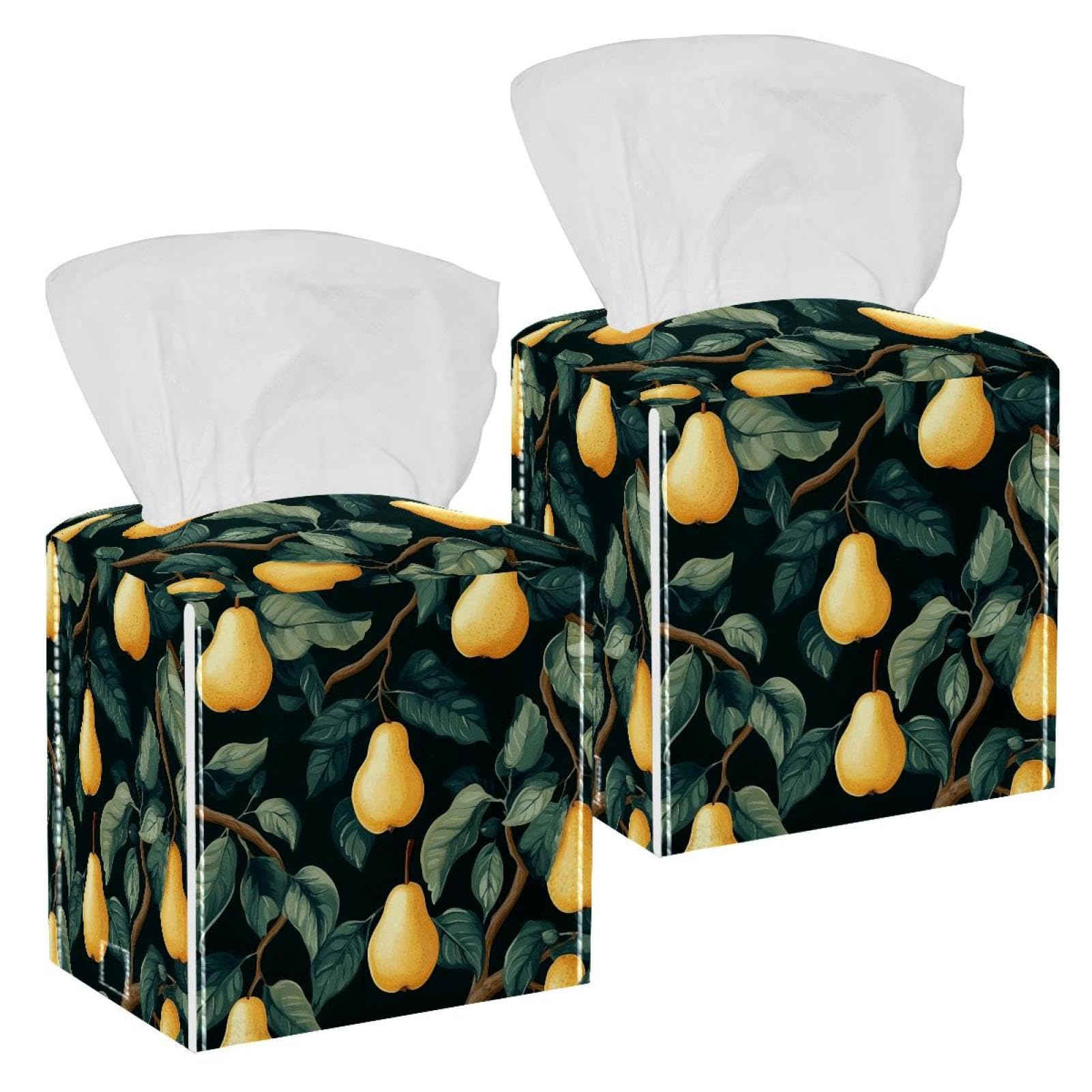 Boîte à mouchoirs pour salle de bain en cuir lot de 2 design poires