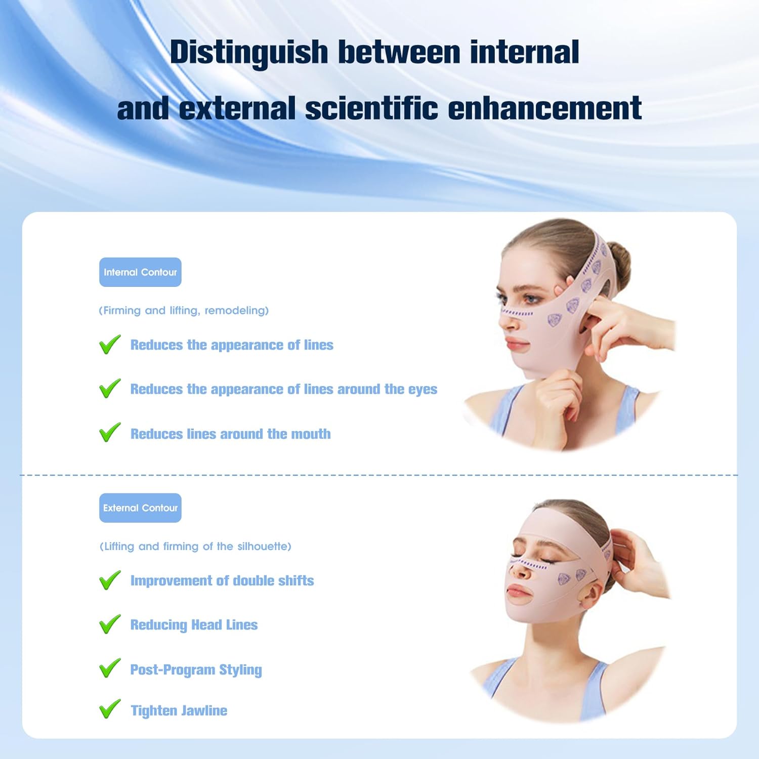 Upgrade V Line Face Lifting Mask, Chin Strap for Sleeping, V Line Lifting Mask Face Slimming Strap, Double Chin Reducer Eliminator for Women, Jaw Exerciser, Firming Prevent Sagging (21-27in, Pink)