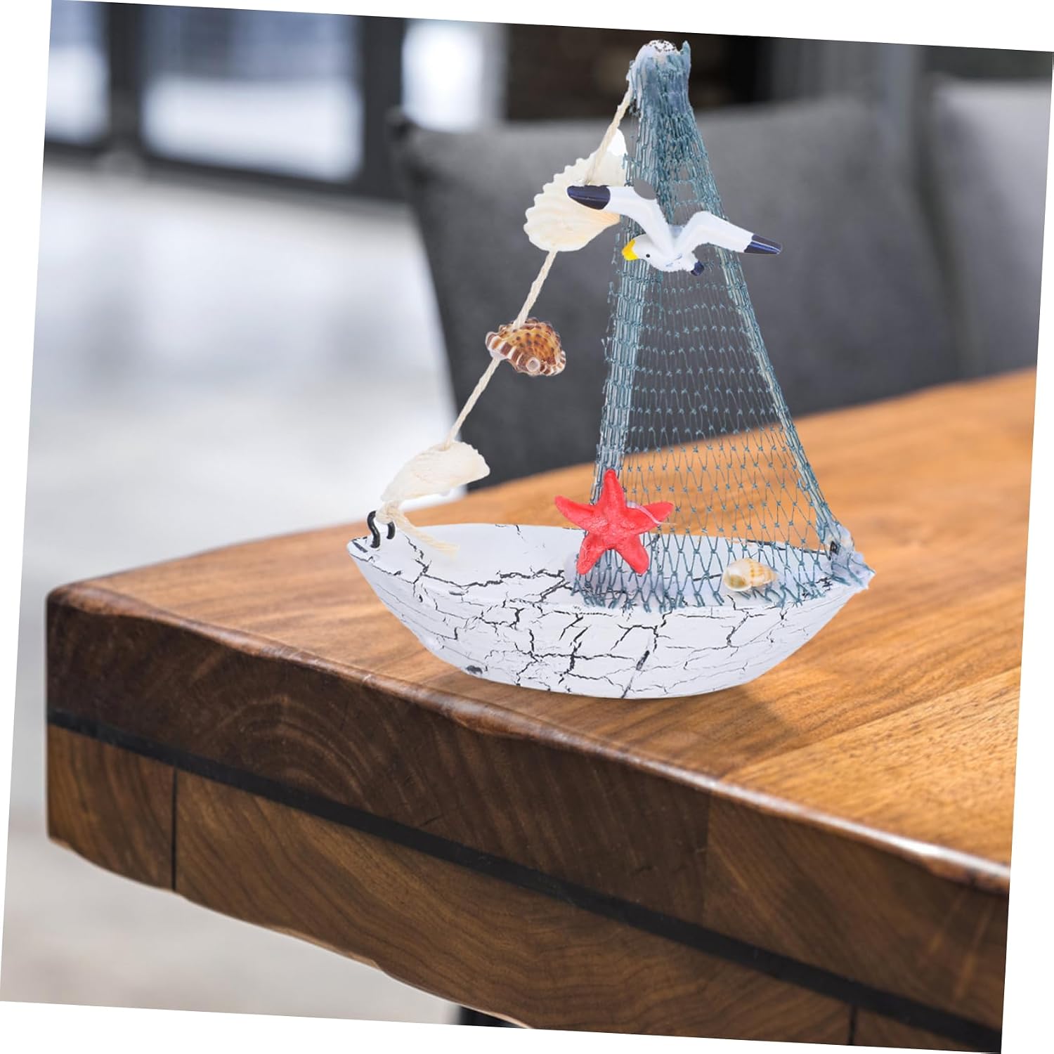 Angoily Sailboat Toy Wooden Boat Decor Model Sailboat Nautical Home Wall Decor Boat Model Ornament