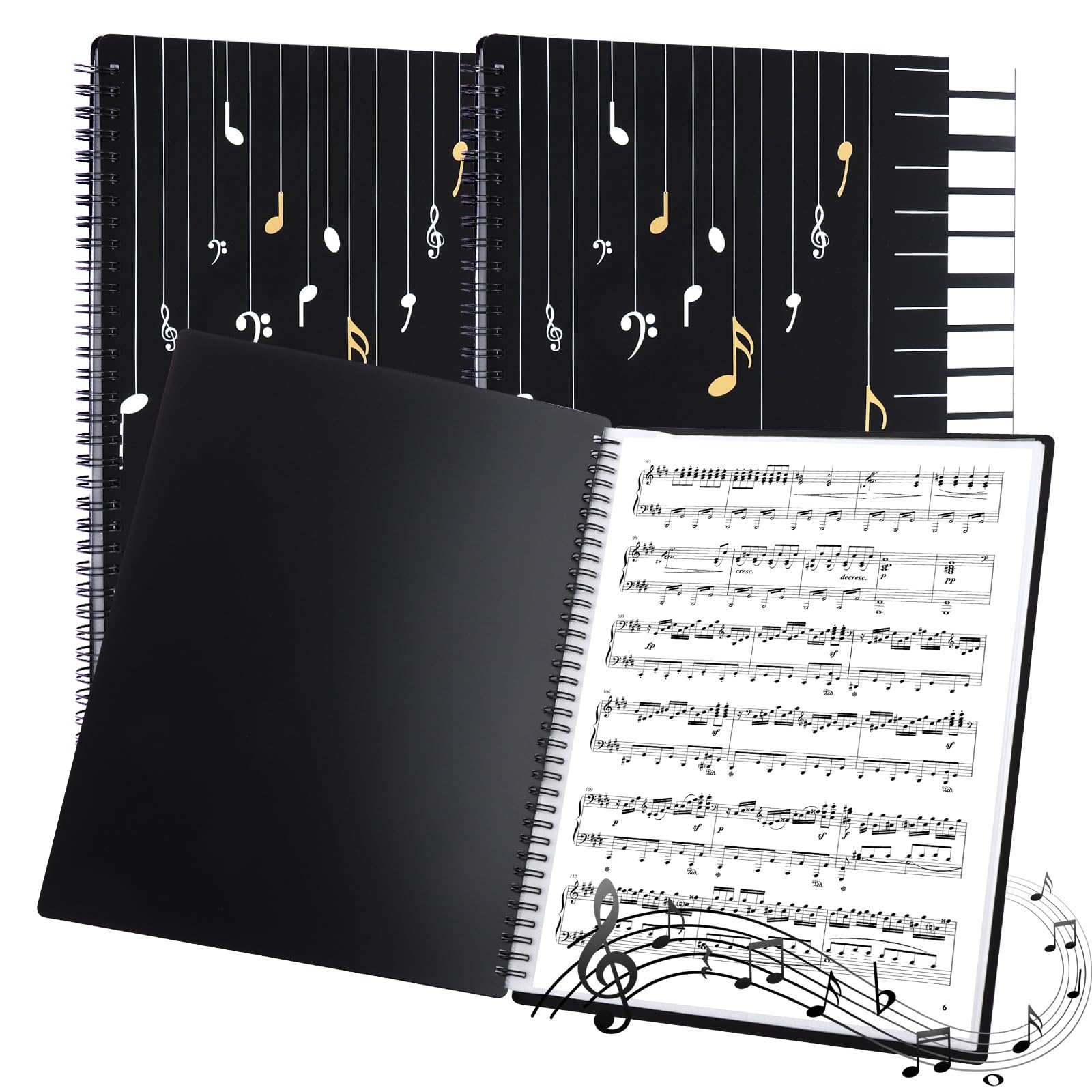 YOUNTHYE 2Pack Music Folder, A4 Music File Folder 50 Pages Spiral Binder Presentation Folder Choral Folders for Musical Score, Band, Paper, Documents, Paintings, Photos