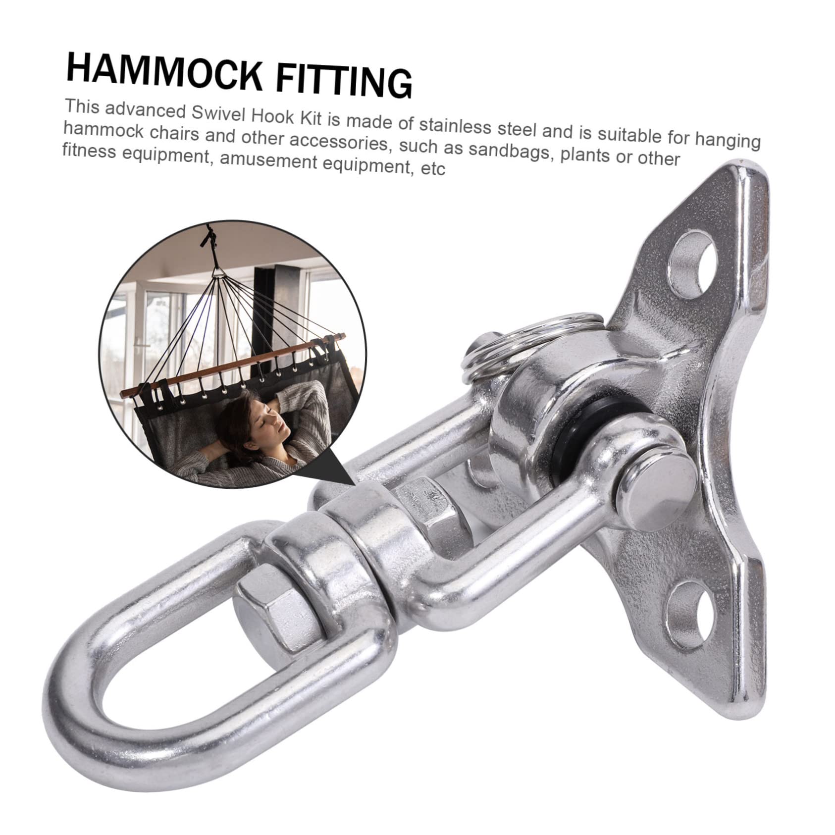 INOOMP Edelstahlhaken für Hängematten Schaukelhaken mit Befestigung Hängematten-ersatzhaken Robust und Sicher Einfache Montage für Outdoor und Indoor Nutzung