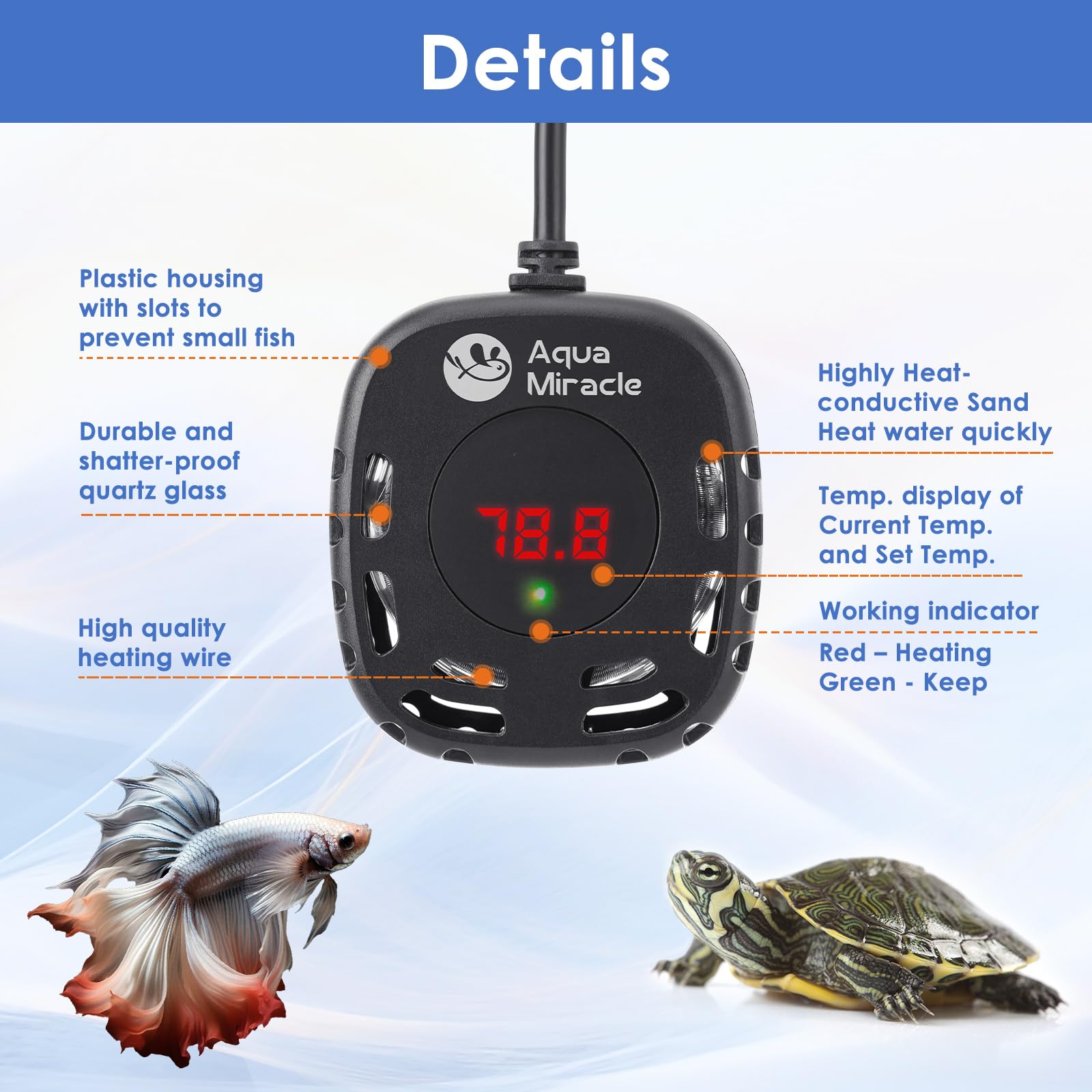 View of Snapklik.com : AquaMiracle Adjustable 25W Mini Aquarium Heater ...