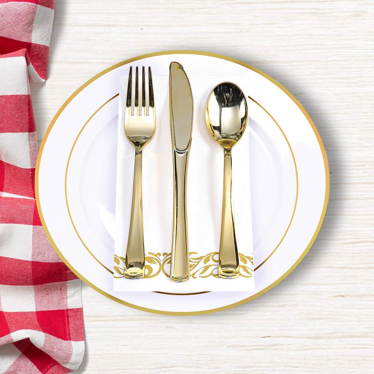 200 Pack Vplus Paper Napkins Guest Towels Disposable Premium Quality 3-ply Dinner Napkins Disposable Soft, Absorbent, Party Napkins Wedding Napkins for Kitchen, Parties, Dinners or Events (Gold) : Health & Household