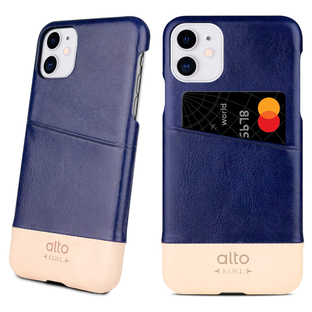 【在庫セール】Alto iPhone 11 革製携帯ケース リング (ネイビー) 在庫セール】Alto iPhone 11 革製携帯ケース リング (ネイビー