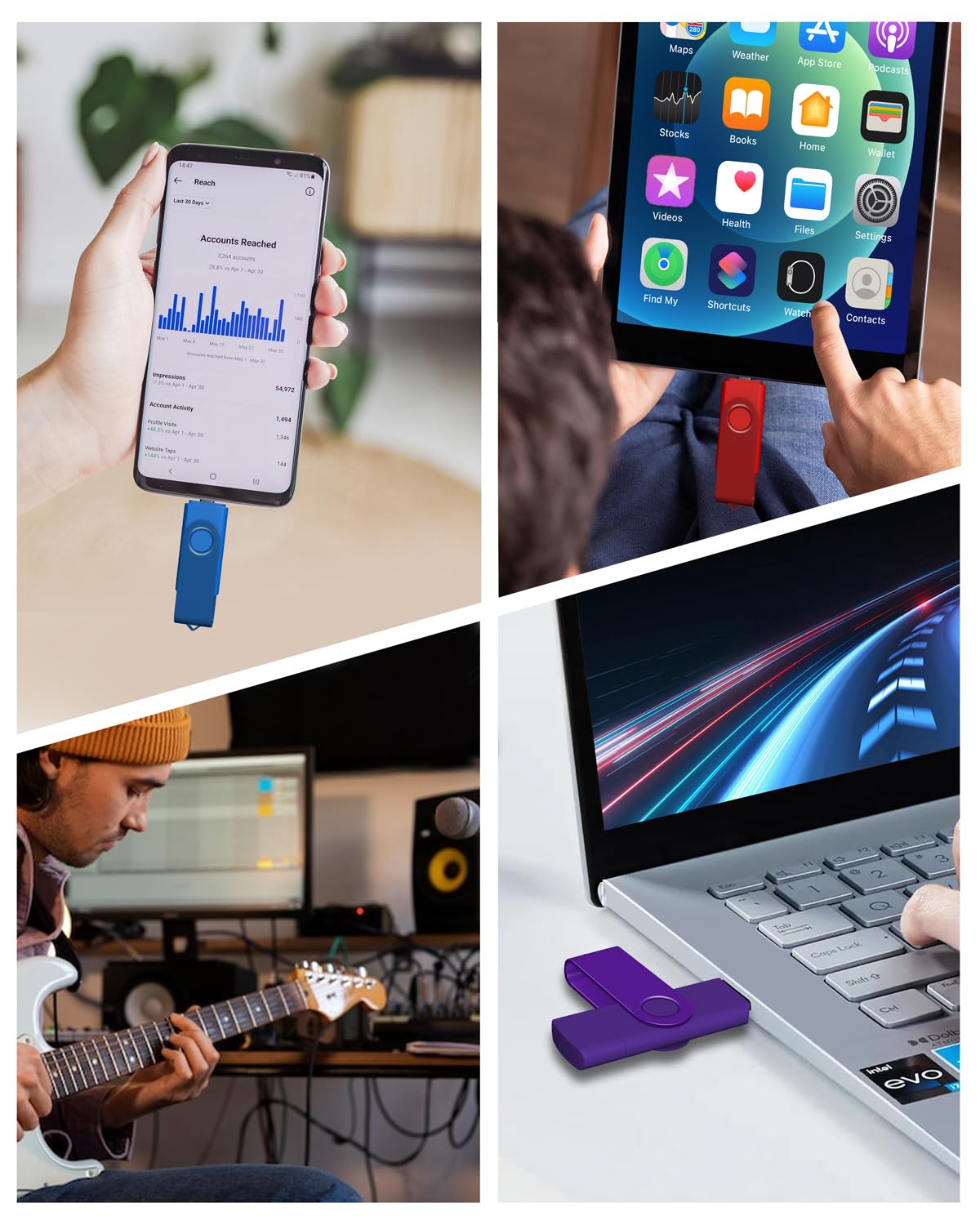 AreTop Chiavetta USB C da 64 GB, doppia chiavetta USB 2.0 da 64 GB, design girevole, 2 in 1, portatile, di tipo C, per smartphone Android, computer, MacBook, tablet, PC, confezione da 10