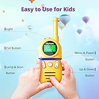 Vista 6 de Walkie Talkies para niños recargables, juguetes para niños y niñas de 3 a 12 años, paquete de 3 radios de largo alcance de 2 vías, regalos