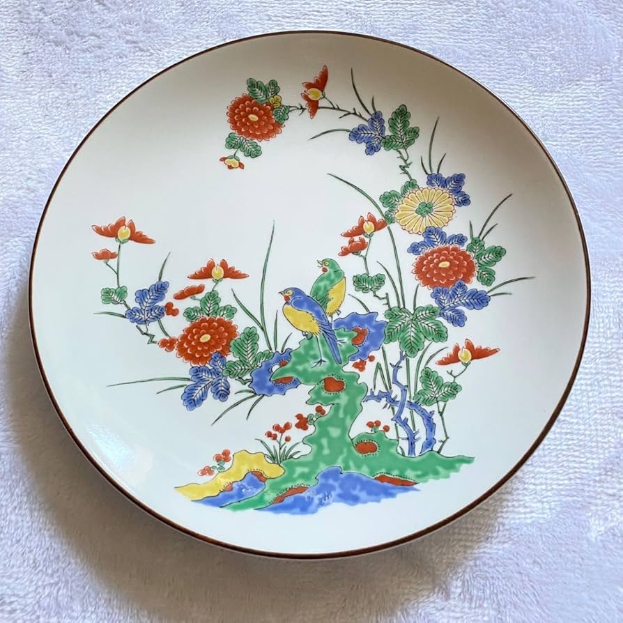 小皿 4枚 有田焼 色絵 皿 鳥 花 銘 江戸時代 小皿 4枚 有田焼 色絵 皿 鳥 花 銘 江戸時代