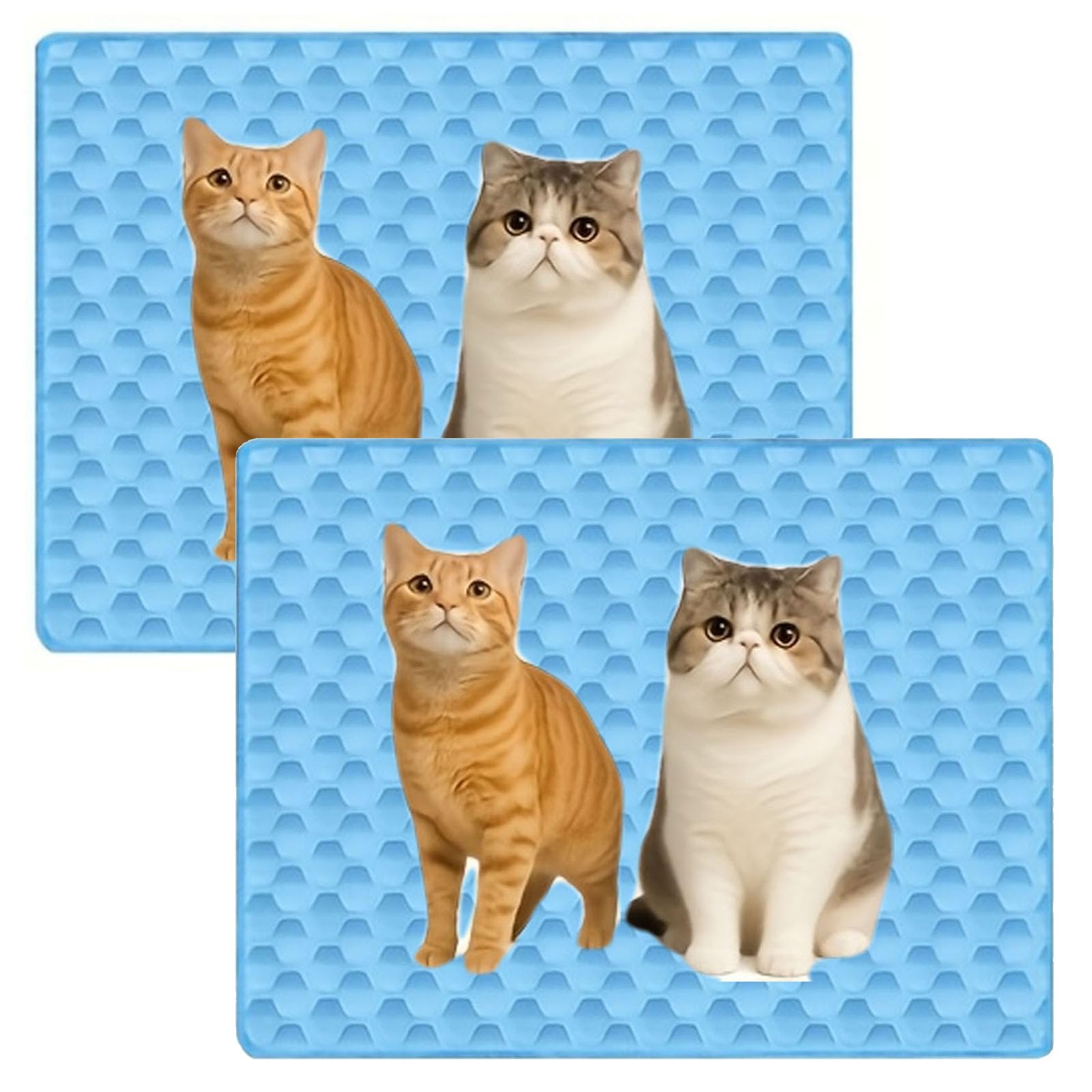 Self-Cooling Mat for Dogs and Cats Gifts, Washable Portable Cooling Ice Pad for Crate, Kennel, Car, Sofa, Bed, Floor, Indoor Outdoor Summer Use (Blue-M-2pcs)