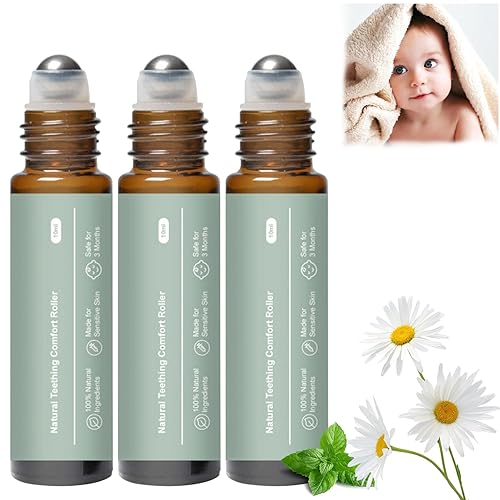 Rodillo de dentición de 3 piezas, mordedor de mama rodillo de aceite para la dentición del bebé, rodillo de alivio de dentición suave natural,