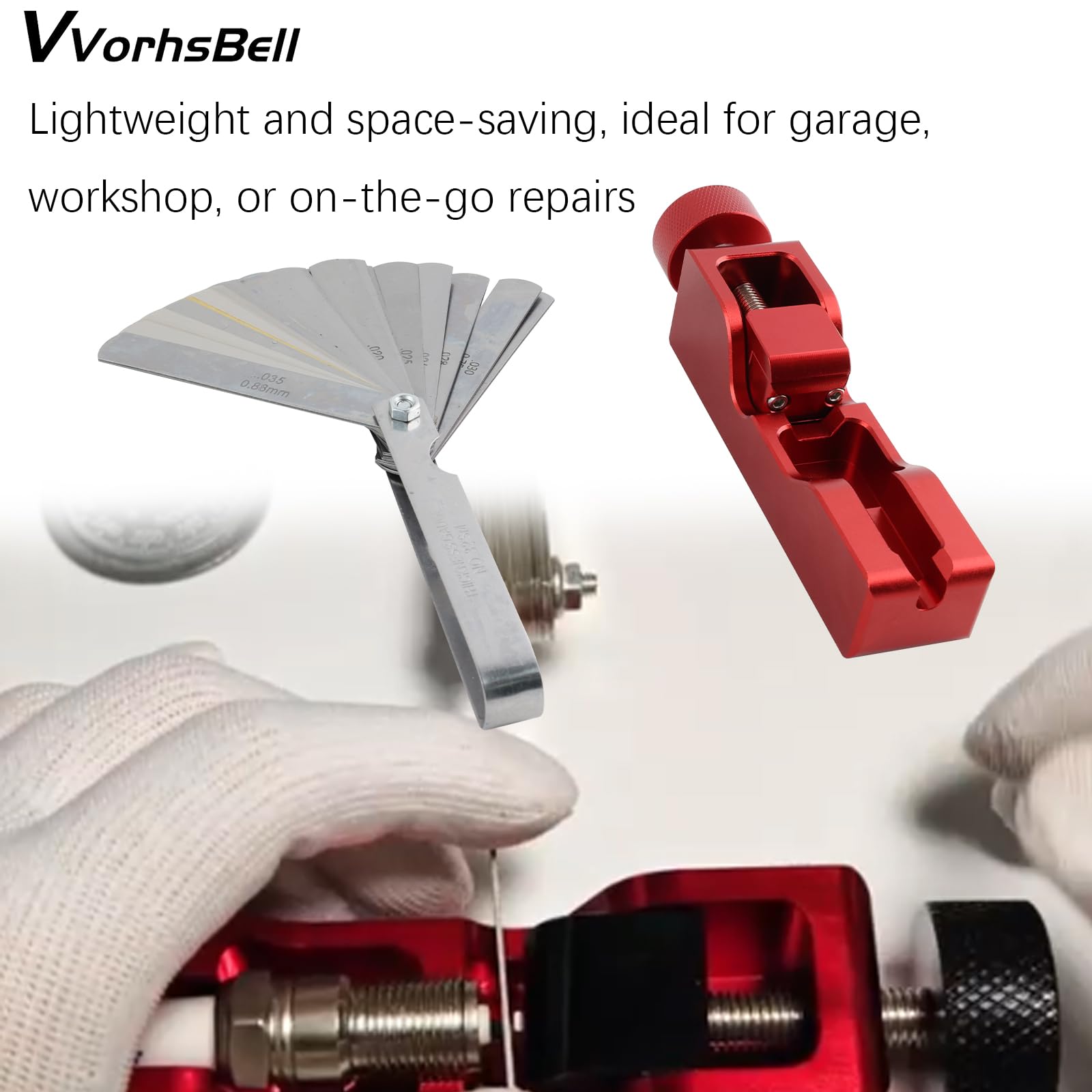 Strumento universale per candele di accensione, adatto per 10 mm, 12 mm, 14 mm, 16 mm, preciso 0,04-0,88 mm, strumento di impostazione per manutenzione auto e moto (rosso)