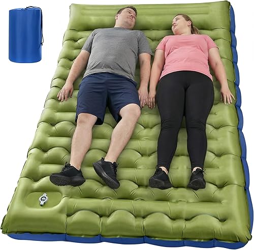 Miniatura 11 de Colchoneta de dormir para campamento, de 5.9 pulgadas de grosor, con almohada integrada y bomba de pie, almohadilla de dormir autoinflable Azul