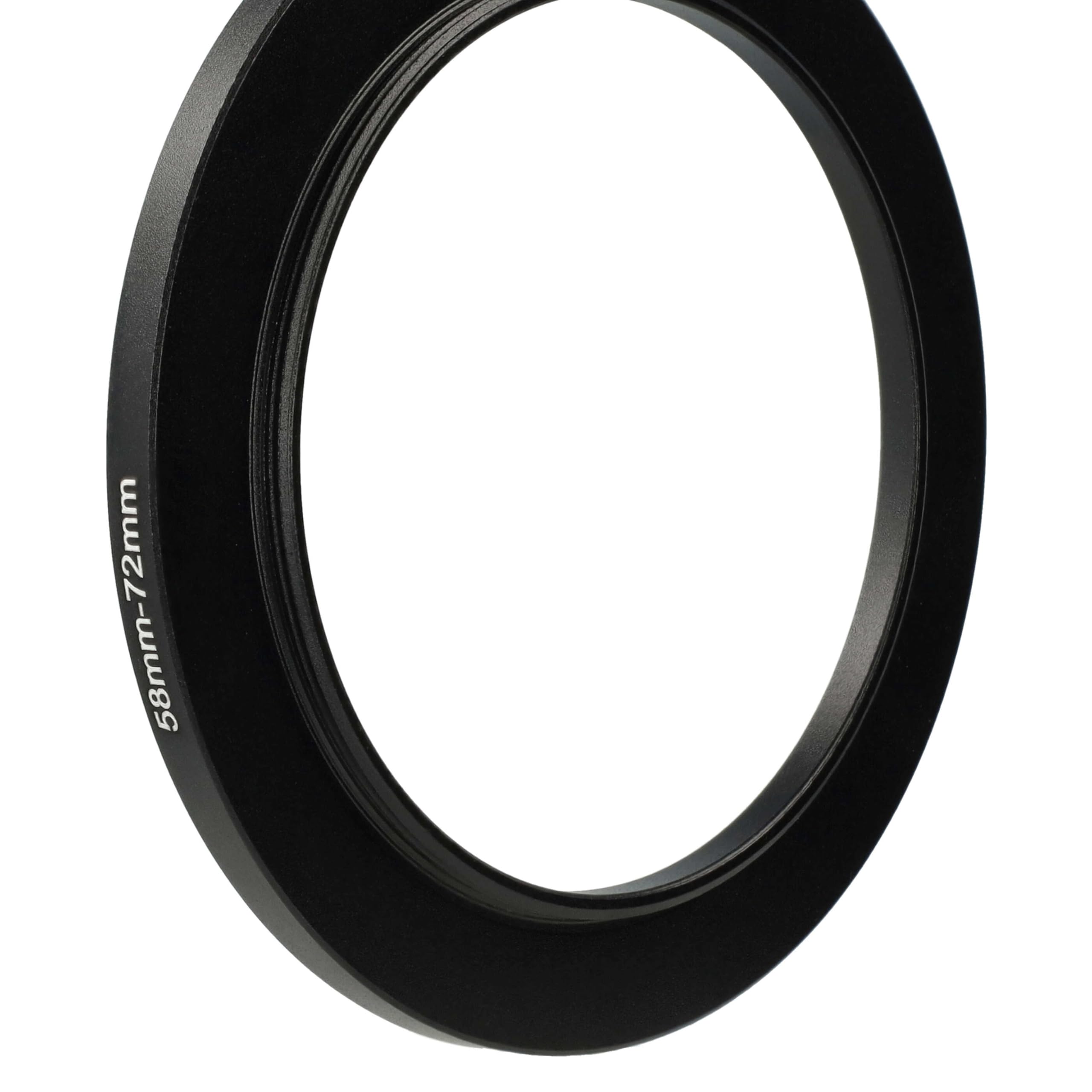 vhbw Bague d'adaptation de Filtre Step-Up de 58 mm vers 72 mm pour Objectif d'appareil Photo - Adaptateur, métal, Noir