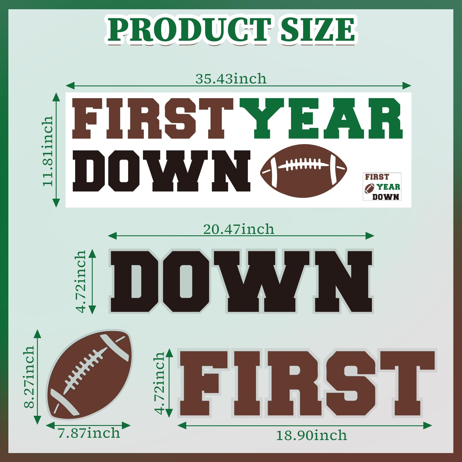 First Year Down Decal - Football Birthday Backdrop Sign, Boy 1st Birthday Party Decor