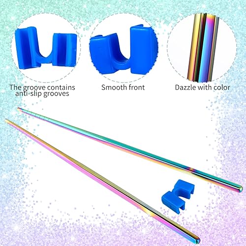 Miniatura 3 de 5 pares de palillos reutilizables antideslizantes para adultos, palillos de práctica reemplazables, resistentes al calor, con clip para entrenador